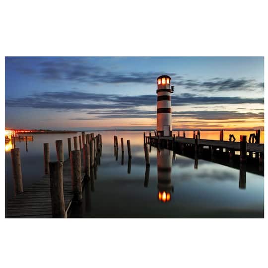 LED Coastal Sunset Lighthouse Scene Canvas Wall Art By Northlight in Blue | 15.75" x 23.5" | Michaels®